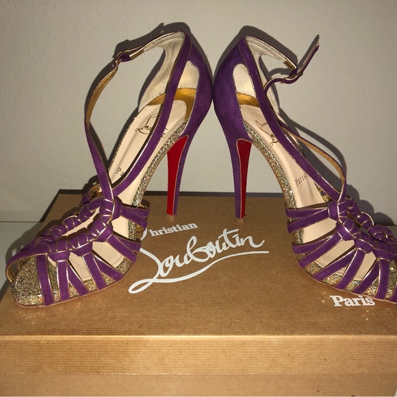 Christian Louboutin 8 mignons 120 Purple Suede size 38       New with Tags - Picture 4 of 7